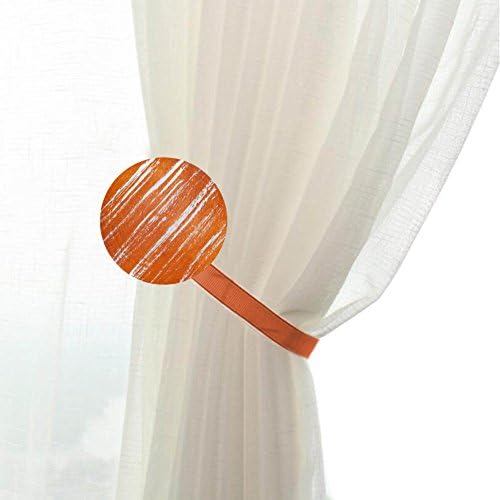 YYC 2Pcs Magnetic Curtain Tieback American Style Round Wooden Curtain Buckle (Orange)