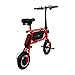 Swagtron 200W SWAGCYCLE Envy Steel Frame Folding Electric Bicycle e Bike w/Automatic Headlight – Reach 10 mph; 264 lbs Max Load - Red