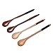 Donxote 7.68 inches, Wire Wrapped Handle Wooden Ice Cream Spoon, Long Handle Tea Spoon, Iced Tea/Juice Stirring Spoon - Espresso Deluxe/Bistro, Set of 8