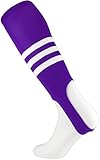 TCK Striped 7 Inch Baseball Softball Stirrups (Purple White, Large)
