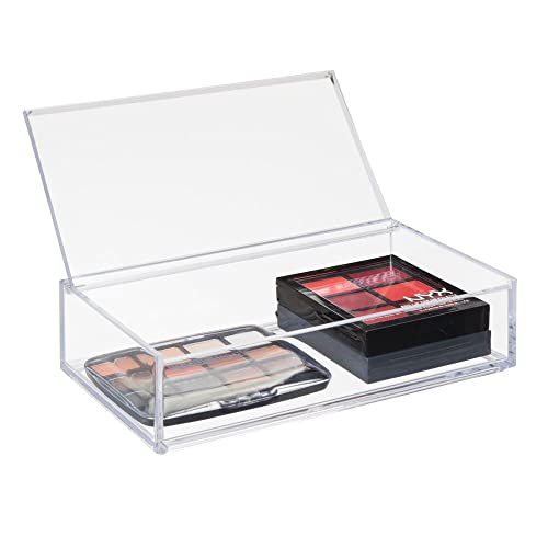 mDesign Small Makeup Organizer Box with Lid for Vanity Countertops