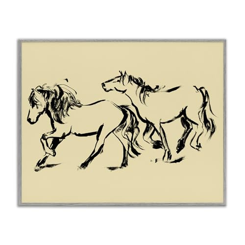 Stupell Industries Horses in Motion Gallop Gray Framed Giclee Art design by Vic…