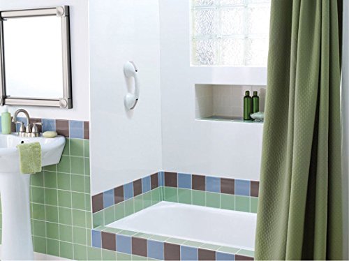 FChome Grip Shower Wall Grab Bar,12 Inches Shower Handle Bar Offers Safe Grip with Strong Hold Suction Cup for Safety Grab in Bathroom (White-Gray)