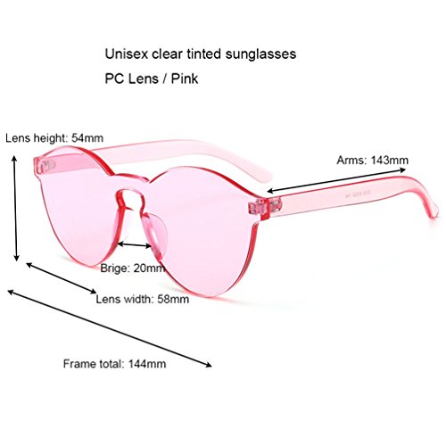 Armear Oversized One Piece Rimless Tinted Sunglasses Clear Colored Lenses (Pink, 58) - Thumbnail 2
