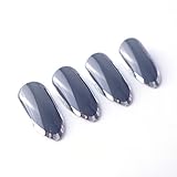24pcs Noble Grey with Deep Grey Side Stiletto False Nails Short Full Cover Artificial Nails with Glue Sticker (Deep Grey)