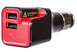 Car Air Purifier - 2 USB Ports for Rapid Charge for iPhones, iPads, Samsung Galaxy - Black and Red - 10 watts Car Air Purifier Ionizer
