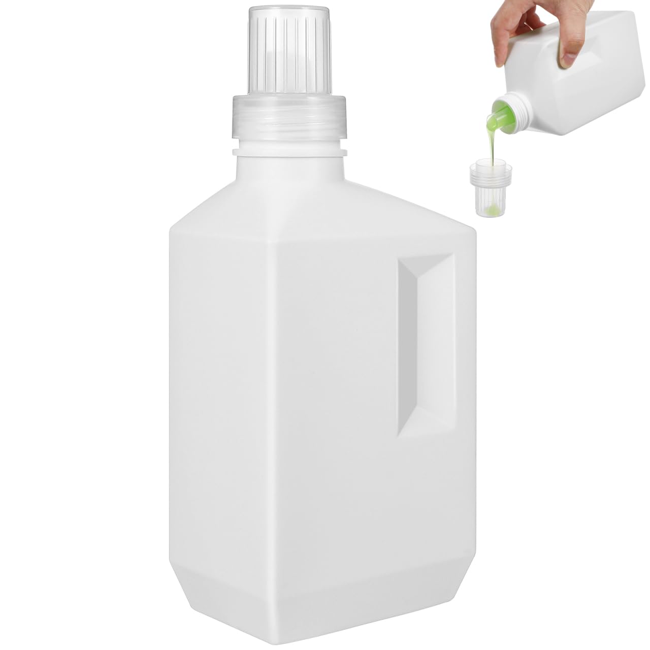 35oz Empty Laundry Detergent Bottle, 1000ml Refillable Plastic Liquid Dispenser with Leak-Proof Double-Layer Mouth, Wide Opening Storage Container for Laundry Liquid Fabric Softener