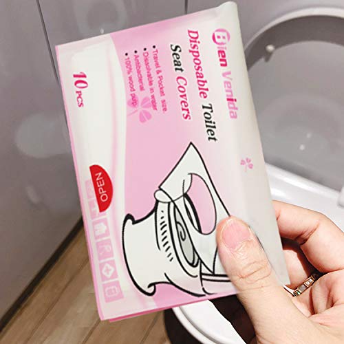image for DOTSOG Flushable Paper Toilet Seat Covers, 10 Travel Packs (100 Covers