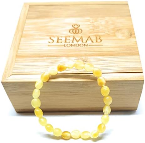 Bracelet - Elastic Seemab's Premium Baltic Amber Bracelet - Pure Amber/Authentic/Genuine Amber/Recommended by International Amber Association