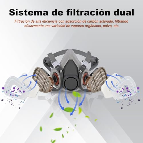 Mascarilla Facial Multifuncional Industrial Máscara Respiradora De Seguridad Con Filtro Gafas Algodón Para Vapores Orgánicos Productos Químicos Lijado Soldadura Pintura Para Carpintería De Seguridad
