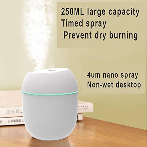 Mini humidifier-Advanced humidifier with 220ml Water Tank, Silent ultrasonic humidifier with Cold Mist, Automatic Shutdown and Long Battery Life (White)