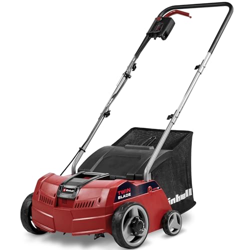 Einhell Elektro-Vertikutierer-Lüfter GC-SA 1231/1 (230 V, bis 300 m², 1.2 W, 28l Fangsack, kugelgelagerte Messerwalze + Lüfterwalze, 3 Stufen Arbeitst