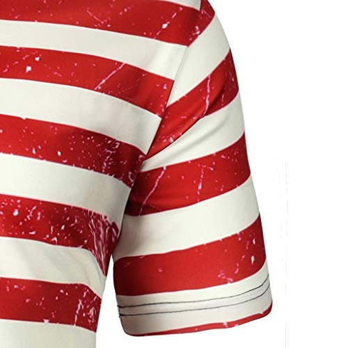 Men's Summer Tees Independence Day 3D Pattern Printing Short Sleeves T-Shirts Blouse Flag Patriotic Tops