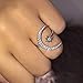 Yuren Opening Ring Crescent Shape Rhinestone Finger Band Half Moon Sun Star Artificial Diamond Inlay Engagement Ring (Silver)