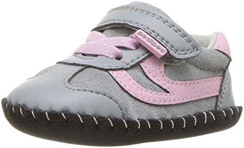 pediped Baby-Girl's Cliff Crib Shoe, Grey, Pink, 0-6 Months Child EU Infant (0-6 Months US)