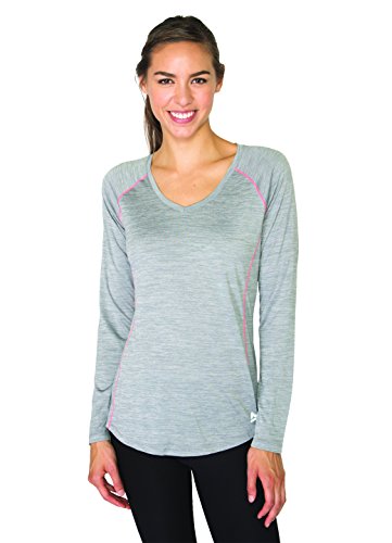 Rbx Active Womens Long Sleeve Space Dye V Neck Platnium
