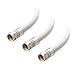 Cable Matters 3-Pack RG6 Coaxial Cable - 6ft, [CL2 Rated for in-Wall Use](CM) Quad Shield Coaxial Cable, RG6 Coax Cord for TV, Digital Router, Satellite Receiver and More, White