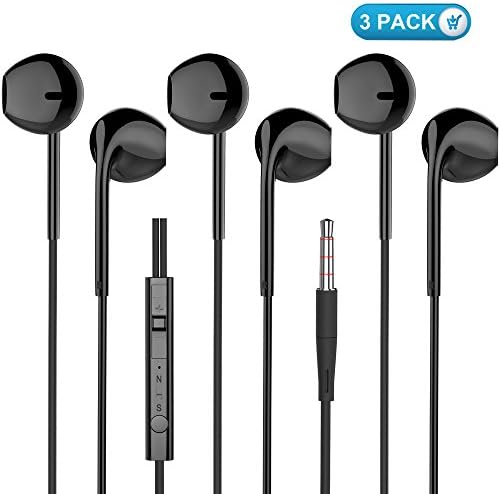 Reddie Wired Headphone In-ear Earbuds with Microphone HiFi Sound Earphones Volume Control for iOS, Android, Windows, iPhone, iPad Black