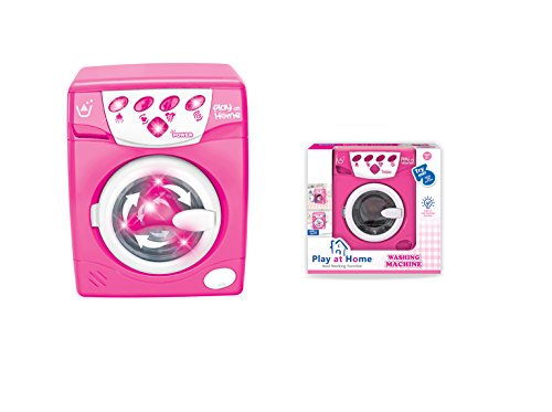 MeeYum Kids Pretend Play Washing Machine Toy, Doll Housekeeping Laundry Play Set with Realistic Lights and Sound