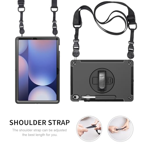 zenrich - Funda Protectora para Samsung Galaxy Tab S10 FE Plus / S10 FE+ 13.1 Pulgadas 2025, a Prueba de Golpes con Soporte Giratorio, Correa de Mano, Soporte para bolígrafo, Correa de Hombro para