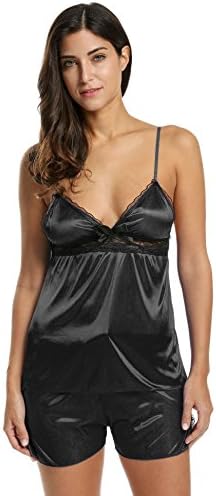 Meihet Women Sleepwear Lace Pajamas Set Shorts Satin Nightwear Camisole Short Sets