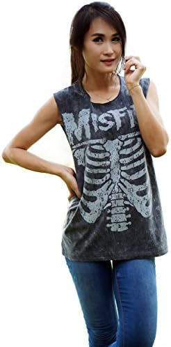 Bkksnow The Misfits Skull Heavy Metal Punk Black Tank Top Shirt