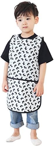 Plie Children Waterproof Sleeveless Art Smock Apron with Pockets, Black Puppy (34-M)