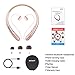 Bluetooth Headphones, Doltech Bluetooth 5.0 Neckband Headphones Noise Cancelling Headset with Carrying Case Retractable Earbuds Stereo Earphones with Mic (Rose Gold)