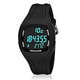 CFGem Adolescent Multi-Functional Sports Digital Watch, Teen's Sports Waterproof Watch with Pedometer/Alarm/Stopwatch Timer, Kid's Outdoor Sports Wristwatch Black