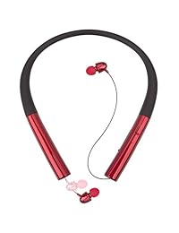Pianogic HB 905 V4.0   Auriculares inalámbricos con Bluetooth y correa magnética para el cuello, con cancelación de ruido, resistentes al sudor, retráctiles, recordatorio de vibración, Rojo