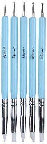 MEEDEN 5 Pcs Double-Ended Clay Tools - Art Dotting Tools Silicone Brush Pens 5mm Tip Width for Clay Shaping Modeling Smoothing Pottery Decorating Pastel Blending Painting Masking Fluid Nail Art Work
