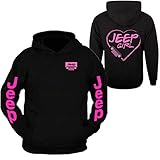 Jeep Girl Hoodie Classic Off Road Fan Girl Hooded Sweatshirt Pink Design Front & Back (XL)