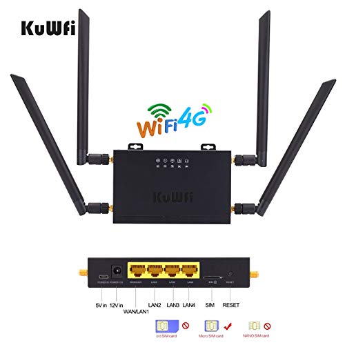 KuWFi 4G LTE Car WiFi Wireless Router 300Mbps Cat 4 High Speed