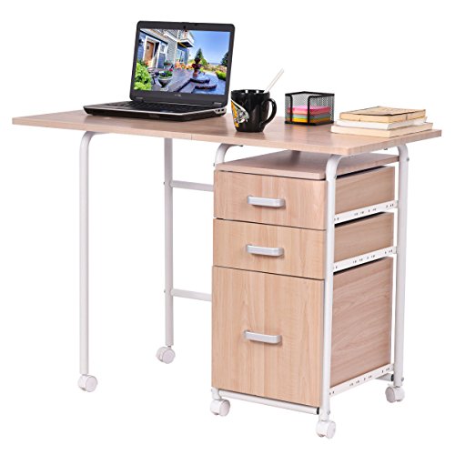 Tangkula Folding Computer Laptop Desk Wheeled Home Office Furn...