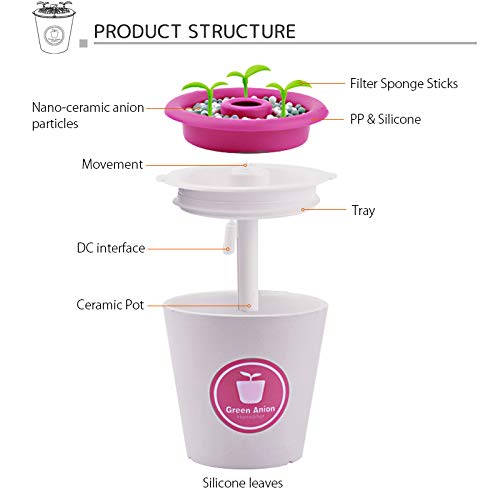 WINGOFFLY Ceramic Anion Reptile Humidifier for Turtle Lizard Pet Plant Fogger Terrarium Tank Humidifier for Amphibians Leopard Gecko Pink - Thumbnail 2
