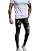 XARAZA Men's Ripped Skinny Denim Jeans Slim Fit Stretch Pencil Pants (Black, W30)