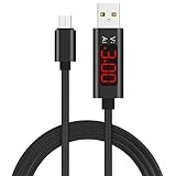 Micro USB Cable Quick Charge for Android, VOLMON Power Meter QC 3.0 Fast Charging Cord, Voltage and Current Tester Cable, 3.3 ft Nylon Braided High Speed Data Sync and Charging, Real-time Display