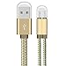 Dual USB Charging Cable,Wollony Durable 2 in 1 Magnetic Nylon Braided Lightning to USB Cable + Micro USB Cable Fast Charge Cord for iPhone iPad Android Samsung Nokia HTC LG(3.6ft,Gold)