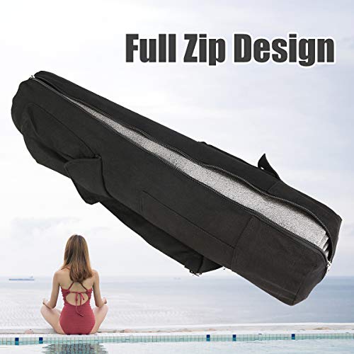 KOLAKO-Canvas-Yoga-Mat-Bag-with-Multifunction-Storage-Pockets-Yoga-Mat-Carry-Bag-for-Women-and-Men-Adjustable-Shoulder-Strap-Full-Zip-Design-Fits-Most-Mats