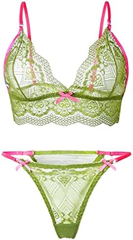 Chomoleza Women Bra and Panty Set Lace Babydoll Sleepwear Bralette and Pantie Lingerie Set