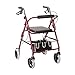 DMI Lightweight Adjustable Seat Height Aluminum Rollator Mobility Walker with Cushioned Backrest, Hand Brakes, Flip-Up Seat and Front Swivel Wheels, Burgundy