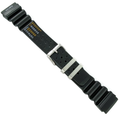 24mm Black Rubber Waterproof Diver Watch Band Strap with N.D. Limits EXTRA LONG