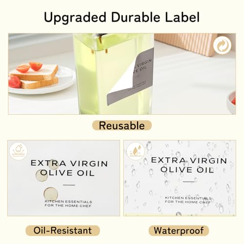 VINATO 2 Pieces 500 ml Glass Oil Bottle, with Funnel*1, Labels*36, Oil and Vinegar Bottle Oil Refillable for Kitchen and Bar