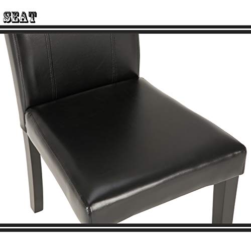 Upholstered Dining Chairs with Solid Wooden Legs, Modern Stylish PU Leather Padded Parsons Chairs Set of 4 (Black) - Thumbnail 6