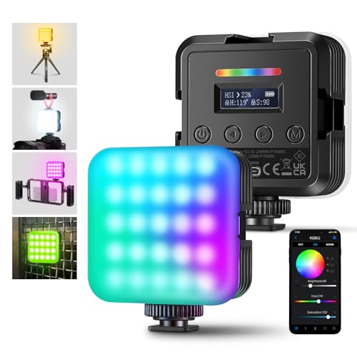 NEEWER RGB62 Videoleuchte, RGB, magnetisch, mit App-Steuerung, 2 Stück, 360 ° LED-Kamera, 360 ° mit 3 Kaltschuhen CRI97 + 2500 K-8500 K, 17 Szenen, 20