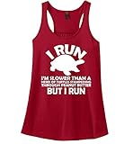 Comical Shirt Ladies I Run I'm Slower Than Herd Turtles in Peanut Racerback