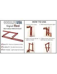 GoodLife USA   Regla de medición de múltiples ángulos de aleación de aluminio roja original   Guía de diseño de plantilla para formas y ángulos   Herramienta multifuncional de medición de ángulo (RED)