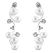 ACCESSORIESFOREVER Bridal Wedding Jewelry Set Crystal Rhinestone Pearl White