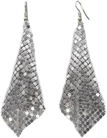 Mesh Dangle Earrings Available in 3 Colors (Gold, Silver, Black) (silver-plated-base)