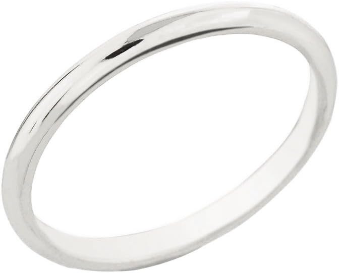 Dainty 14k White Gold Comfort-Fit Band Traditional 2mm Wedding Ring for Women